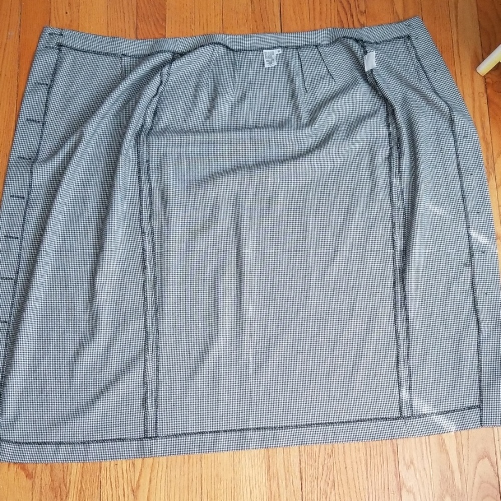 VTG Gingham Blk & White Button Pencil Skirt - Picture 7 of 8